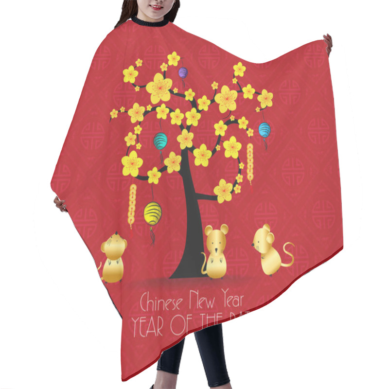 Personality  Tree Design For Chinese New Year Celebration. Year Of The Rat Hair Cutting Cape