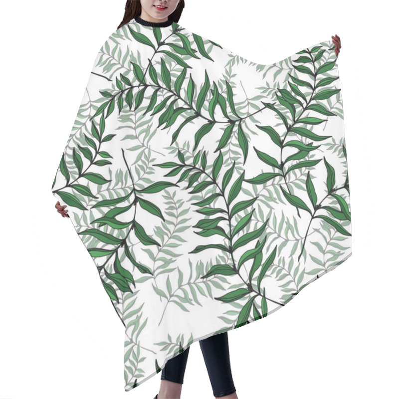 Personality  Vector Palm Beach Tree Leaves Jungle Botanical. Black And White Engraved Ink Art. Seamless Background Pattern. Hair Cutting Cape