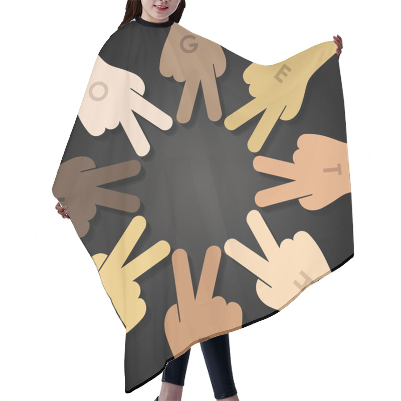 Personality  Multiracial Human Hands Making A Star Shape Hair Cutting Cape