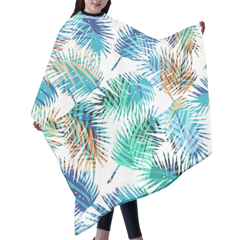 Personality  Seamless Exotic Pattern With Tropical Palm Leaves. Hair Cutting Cape