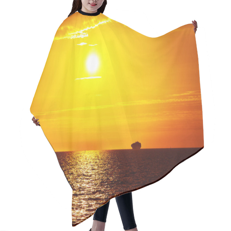 Personality  Ship On Sunrise Sea Hair Cutting Cape