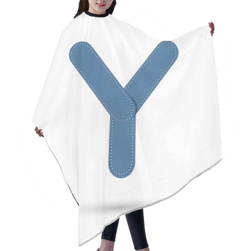 Personality  Y Font Vector With Blue Jeans  On White Background, Futuristic F Hair Cutting Cape