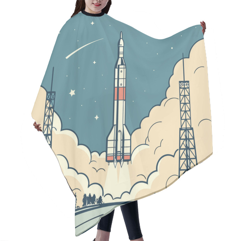 Personality  Dynamic Silhouettes Of Rocket Launches, Capturing The Excitement Of Space Exploration, Advanced Technology, And Human Ambition. Perfect For Aerospace Branding, Sci-fi Visuals, And Space-themed Projects. Hair Cutting Cape