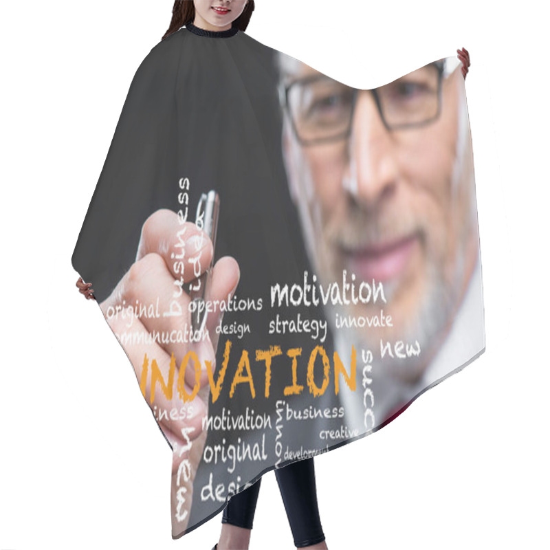 Personality  Businessman Writing On Virtual Screen Hair Cutting Cape