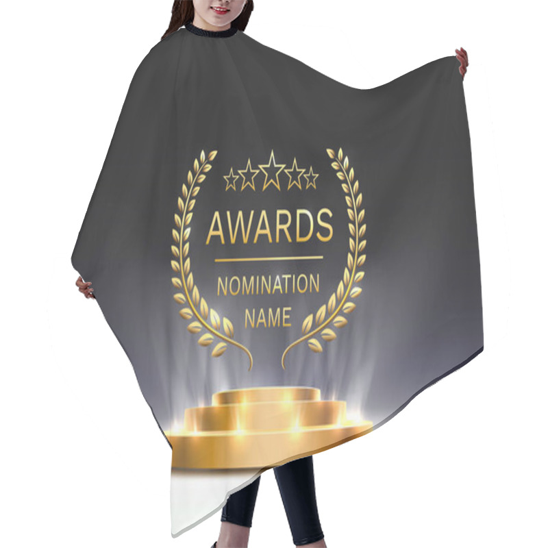 Personality  Awards Nomination Name Podium, Golden Prize Event, Scene Star Ceremony. Vector Hair Cutting Cape