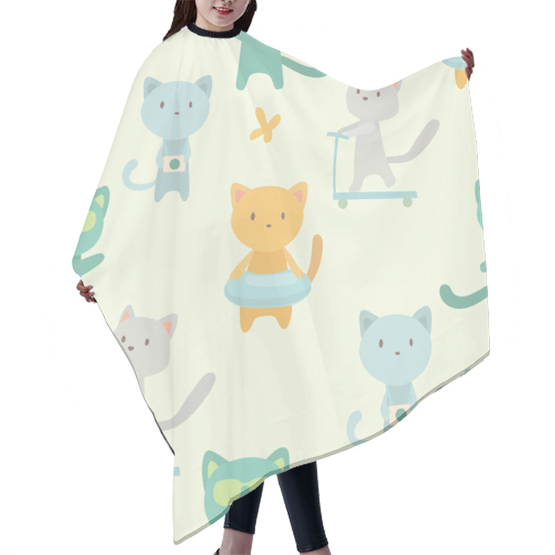 Personality  Cute Cartoon Seamless Pattern With Cats  Hair Cutting Cape