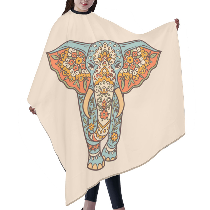 Personality  Elephant Mandala Retro. Vector Illustration. Flower Ethnic Drawing. Elephante Animal Nature In Zen Boho Style. Coloring Page, Hippie, Eastern Style Hair Cutting Cape