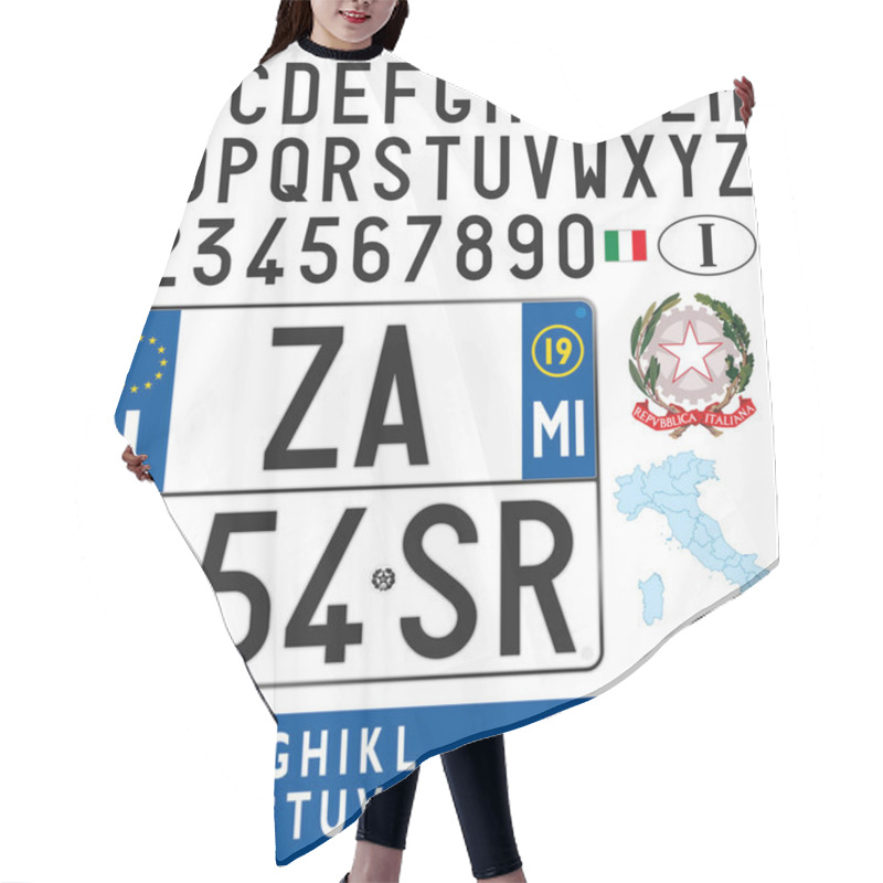 Personality  Italy Car License Plate, Letters, Numbers And Symbols, Square Design Hair Cutting Cape