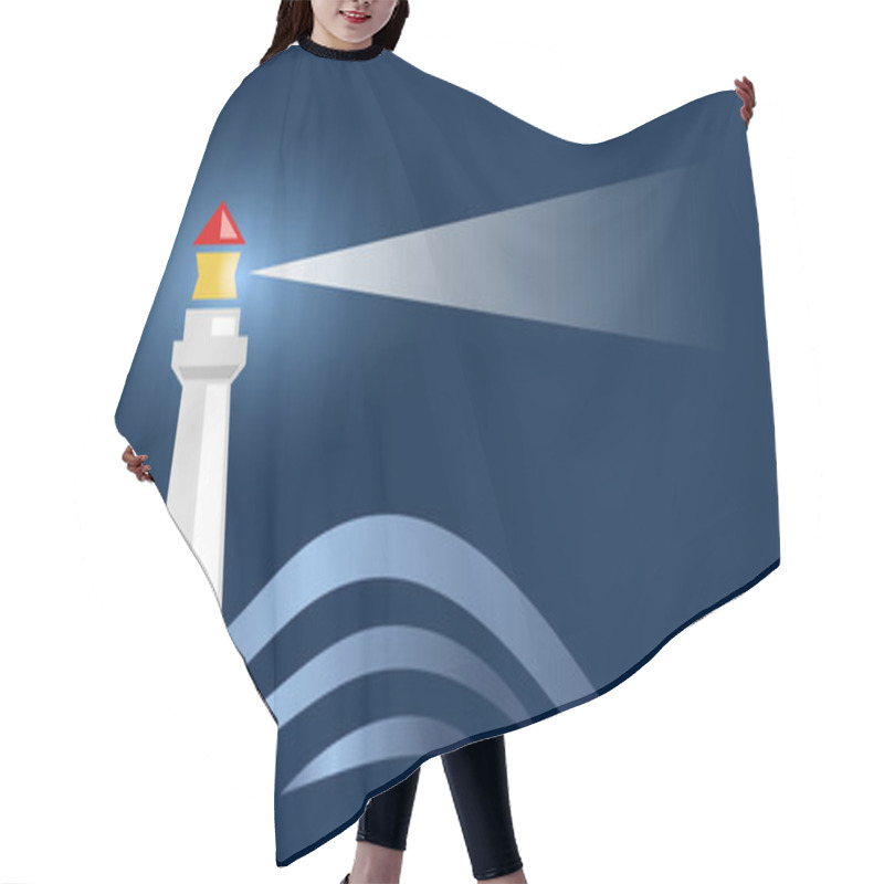 Personality  Lighthouse On A Stormy Night In Blue Background. Vector Banner Hair Cutting Cape