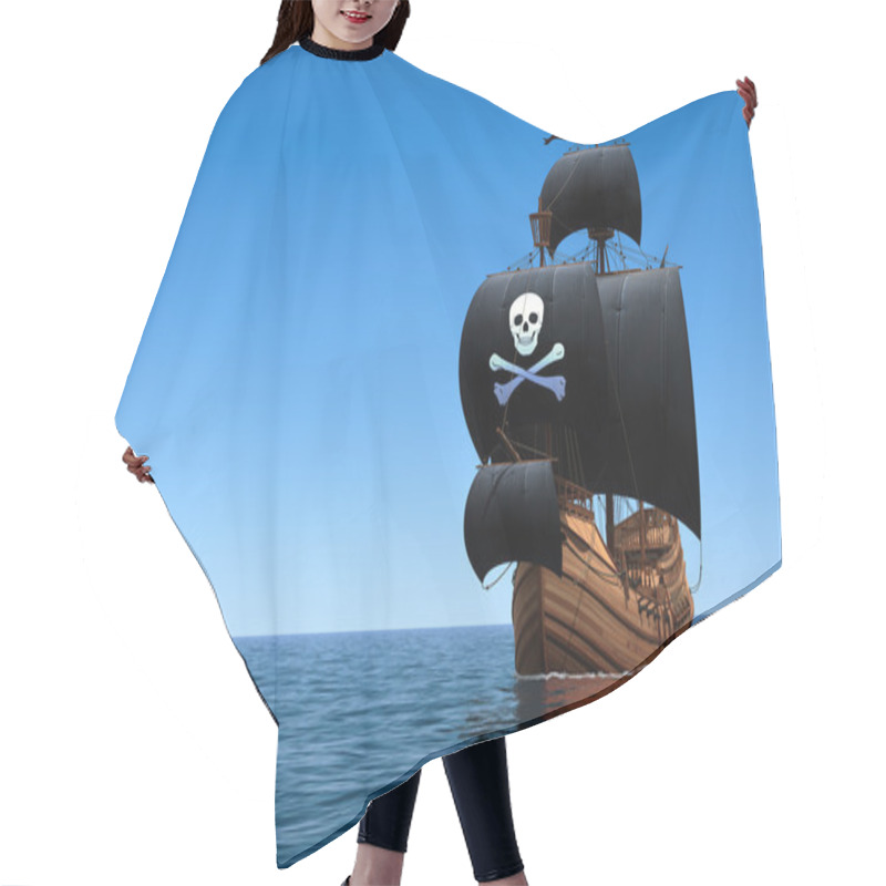 Personality  Pirate Ship In Blue Ocean Hair Cutting Cape