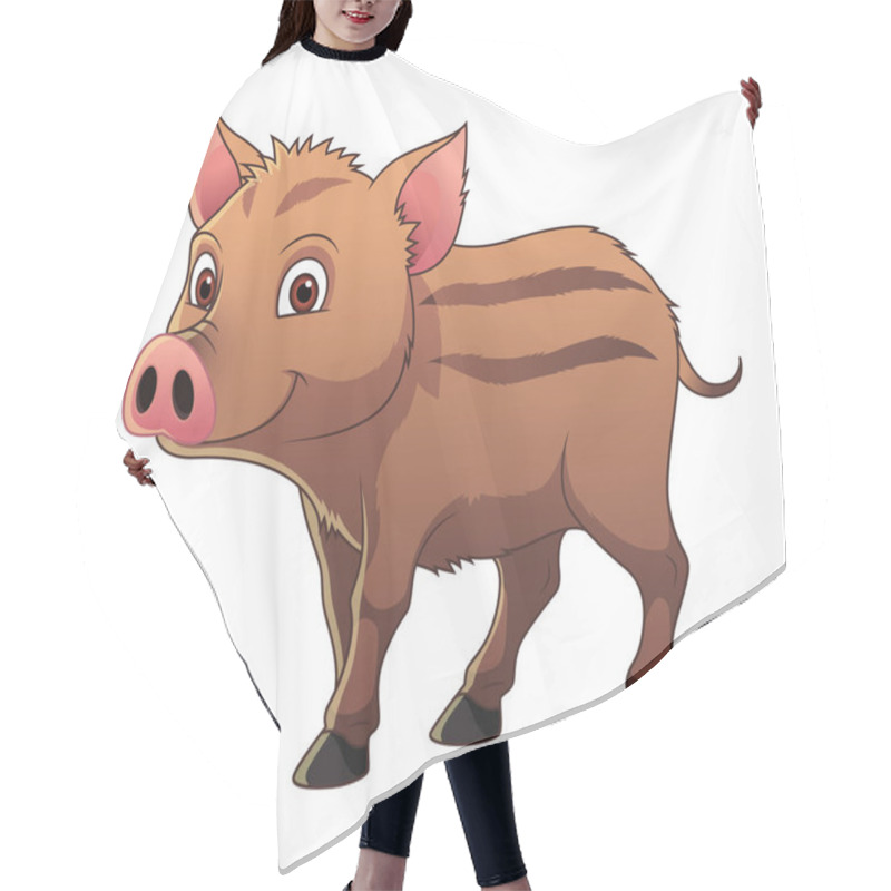 Personality  Little Wild Boar Cartoon Animal Illustration BW Hair Cutting Cape