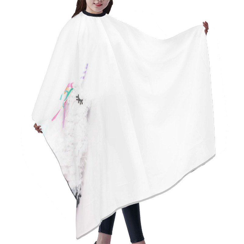 Personality  Small Unicorn Pinata On A White Background. Hair Cutting Cape