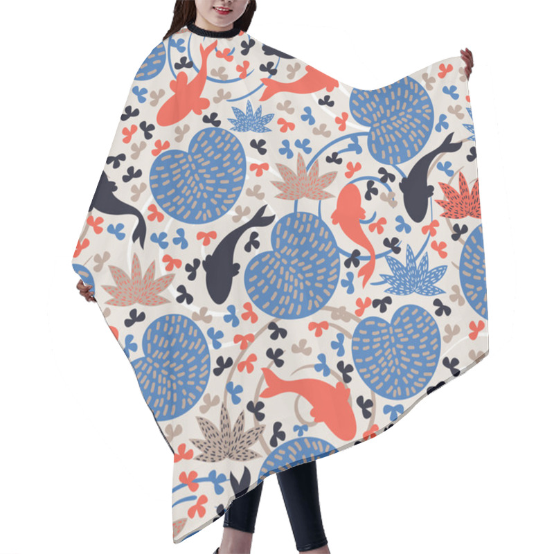 Personality  Pond With Fishes. Seamless Pattern Hair Cutting Cape