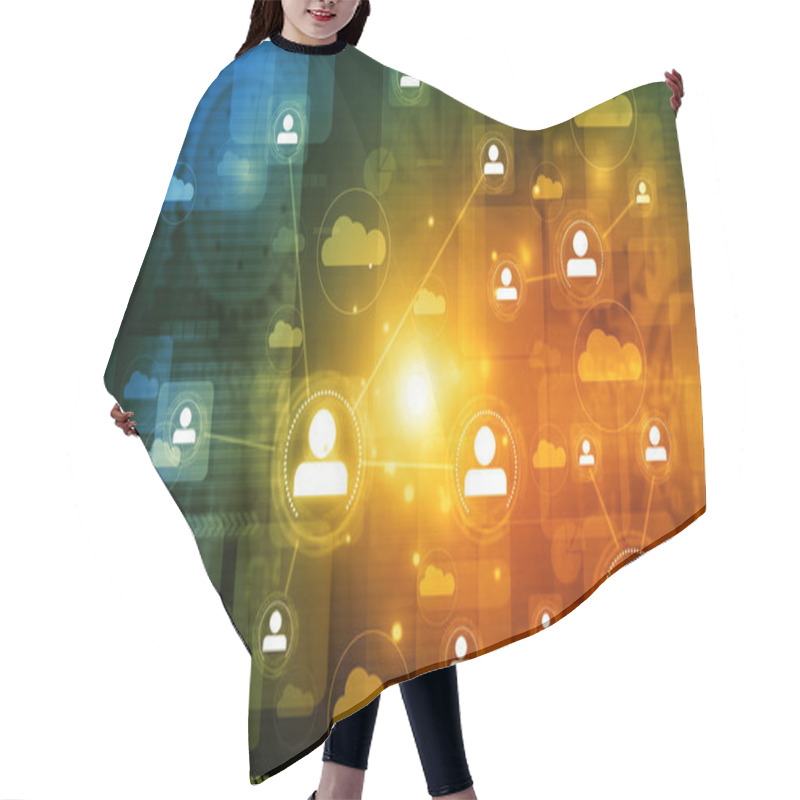 Personality  Global Network Conception. Business Network 	 Hair Cutting Cape