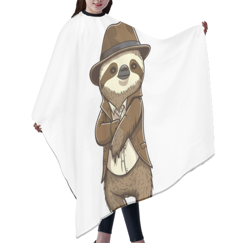 Personality  Sloth Wears A Hat Vector Illustration Hair Cutting Cape