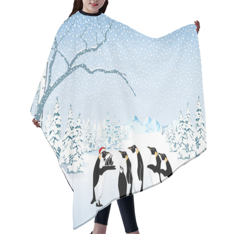 Personality  Penguin Christmas Hair Cutting Cape