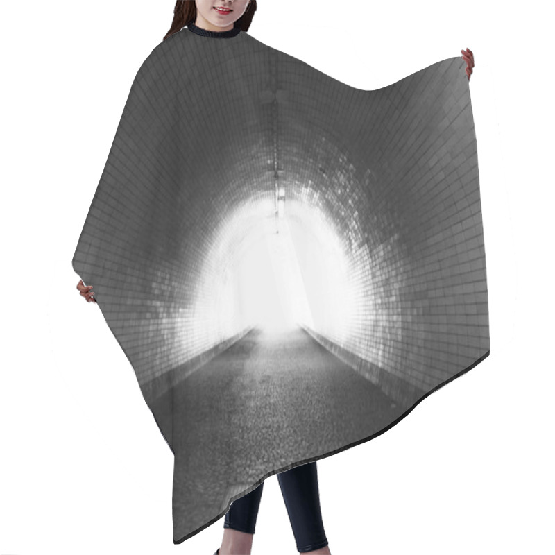 Personality  View Through A Dark Tunnel With The Light At The End (Black And White) Hair Cutting Cape