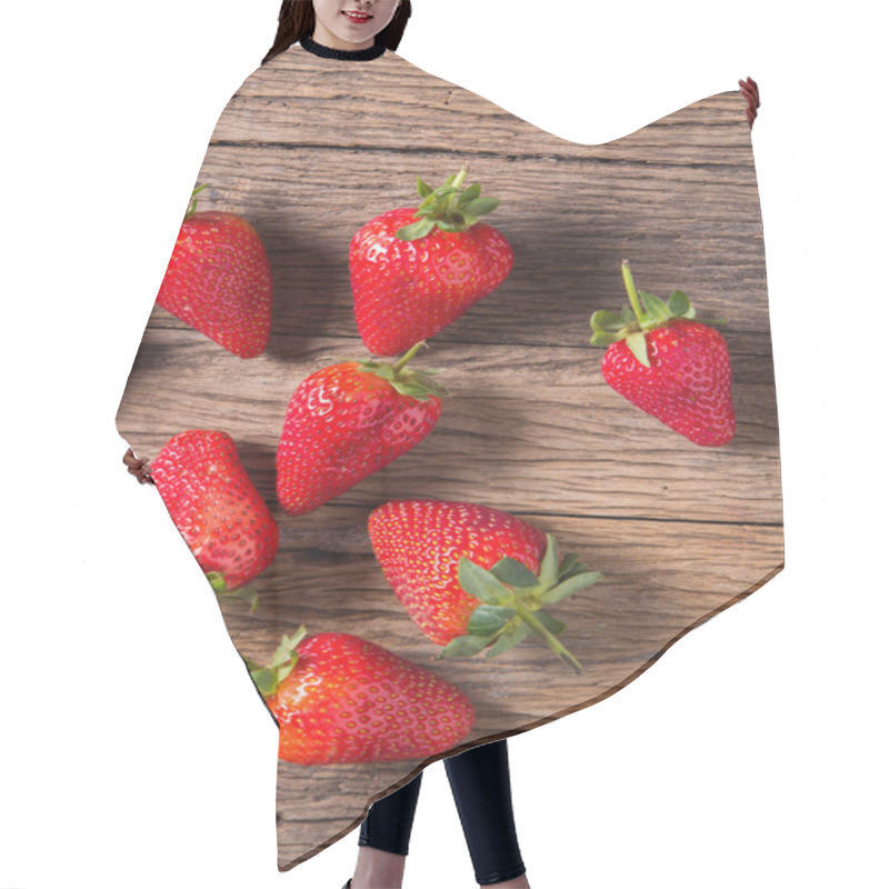 Personality  Strawberries On Old Wooden Background Hair Cutting Cape