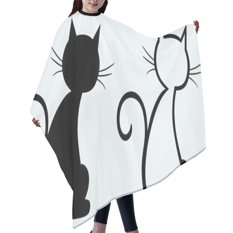 Personality  Black Cat Silhouette Hair Cutting Cape