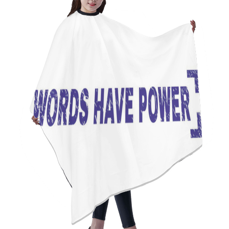 Personality  Grunge Textured WORDS HAVE POWER Stamp Seal Between Corners Hair Cutting Cape