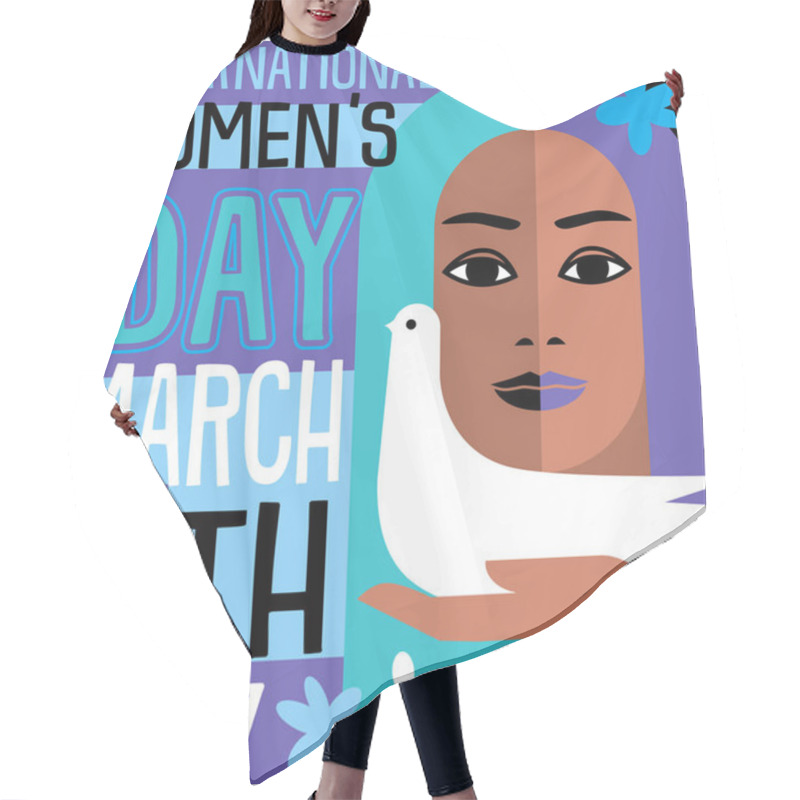 Personality  International Women's Day Retro Vector Design For Banners, Cards, Posters Hair Cutting Cape