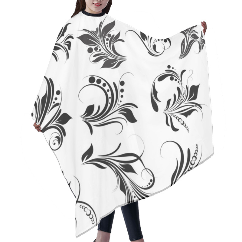 Personality  Black Floral Elements Hair Cutting Cape