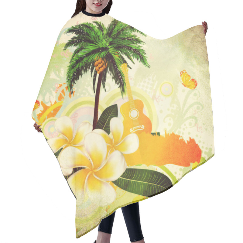 Personality  Grunge Tropical Background With Guitar Hair Cutting Cape