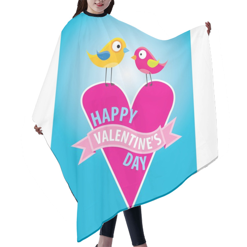 Personality  Valentine Day Beautiful Card With Couple Birds Hair Cutting Cape