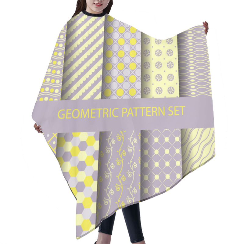 Personality  Yellow And Purple Geometric Pattern Hair Cutting Cape