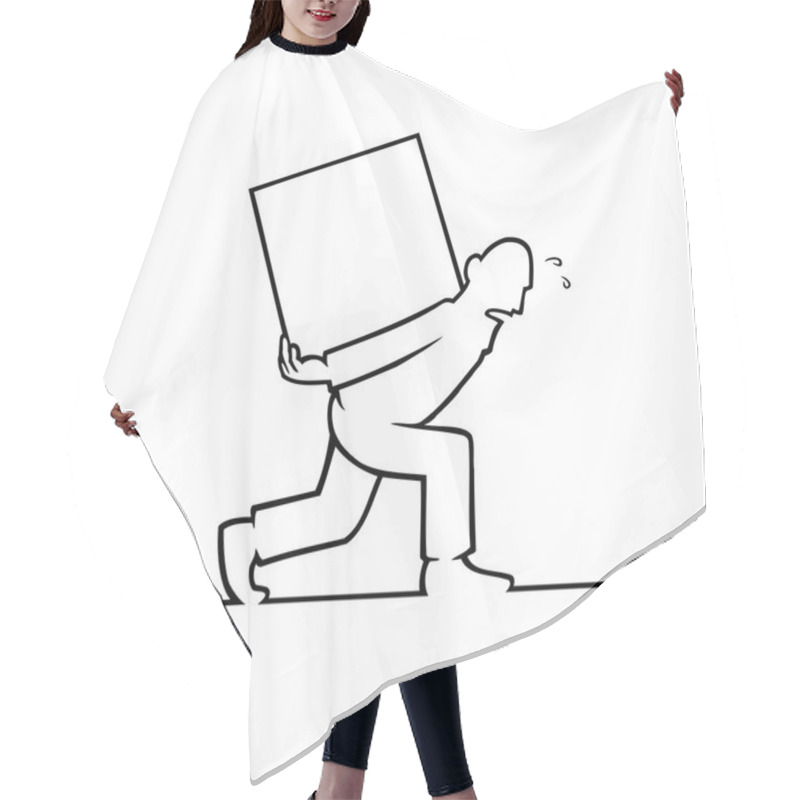 Personality  Man Carrying A Heavy Box On His Back Hair Cutting Cape