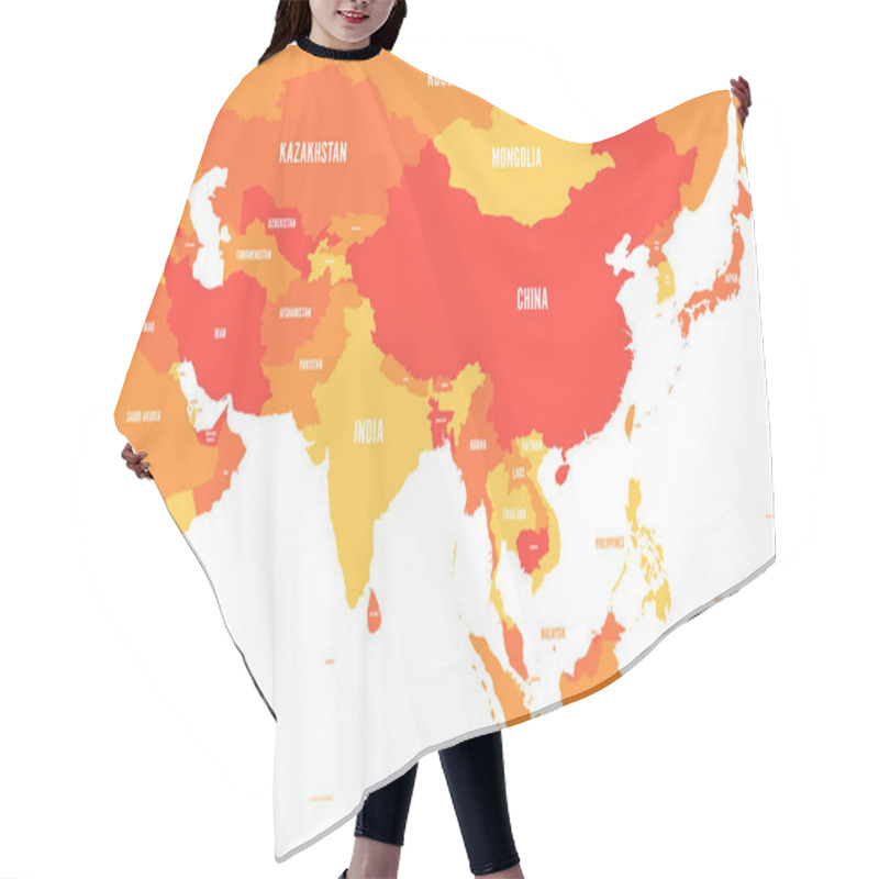 Personality  Political Map Of Western, Southern And Eastern Asia In Shades Of Orange. Modern Style Simple Flat Vector Illustration Hair Cutting Cape