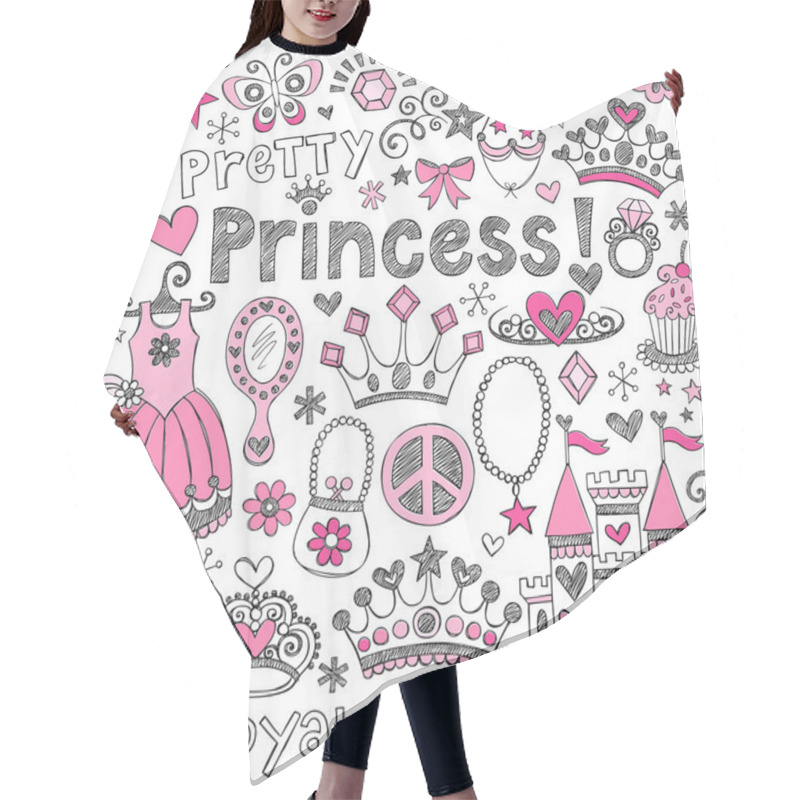 Personality  Princess Tiara Sketchy Notebook Doodles Vector Set Hair Cutting Cape