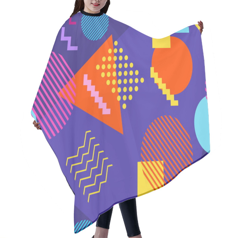 Personality  Memphis Seamless Pattern. Geometric Elements Memphis In The Style Of 80s. Points And Dotted Lines. Vector Illustration Hair Cutting Cape