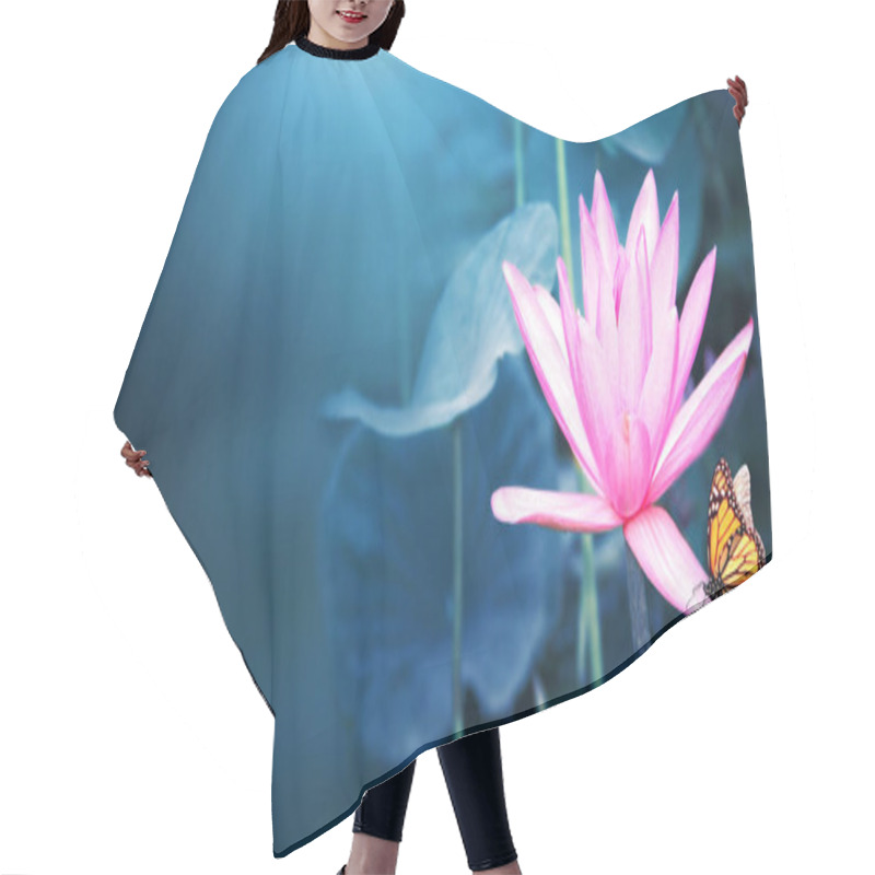 Personality  Horizontal Banner With Lotus Flower And Monarch Butterfly Hair Cutting Cape