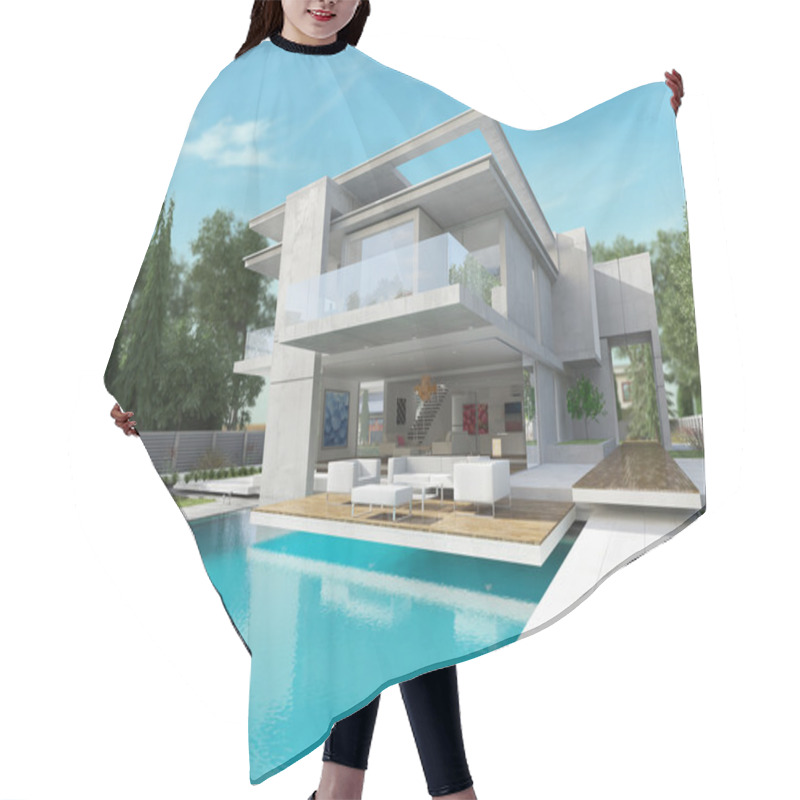 Personality  Contemporary House With Pool Hair Cutting Cape