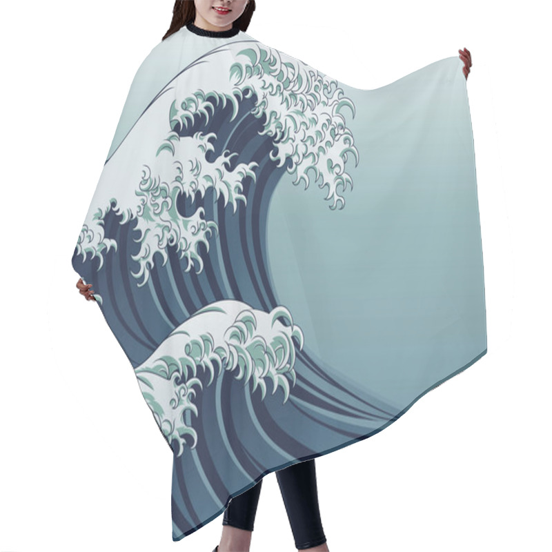 Personality  Great Wave Illustration Hair Cutting Cape