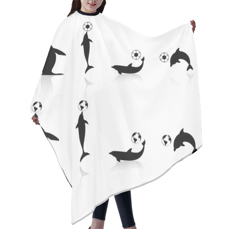 Personality  Marine Animals Silhouettes With Football And Earth Symbols Hair Cutting Cape