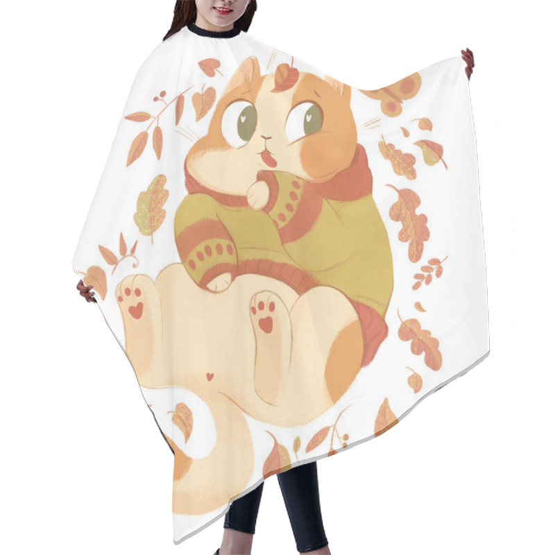 Personality  Fat Cat In A Warm Autumn Sweater Hair Cutting Cape