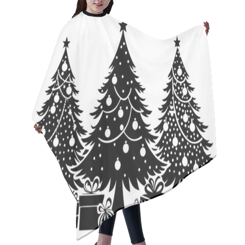 Personality  Festive Christmas Scene With Decorated Trees And Gifts Hair Cutting Cape