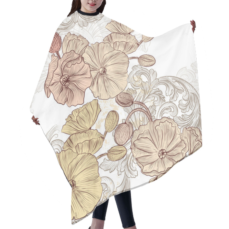 Personality  Seamless Wallpaper Pattern With Poppy Flowers Hair Cutting Cape