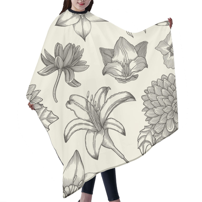 Personality  Seamless Floral Pattern Hair Cutting Cape