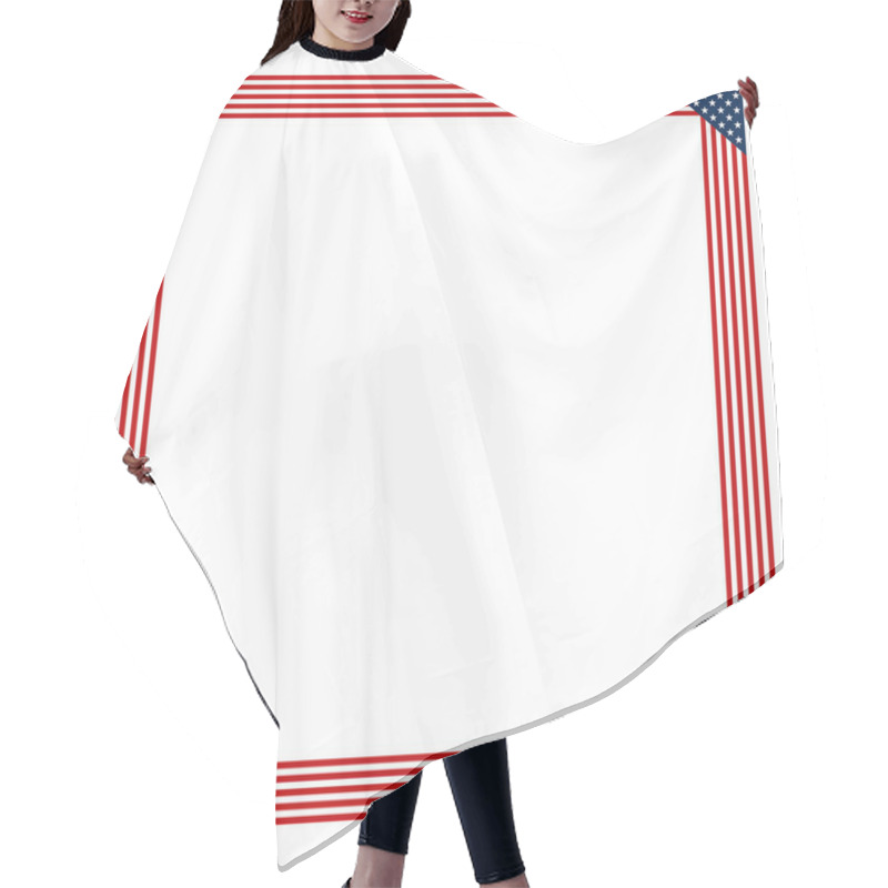 Personality  American Flag Style Square Shaped Border With Alternating Red And White Stripes With Blue Star-studded Corners. Blank Central Area Providing Space For Text Or Other Content. Isolated Illustration. Hair Cutting Cape