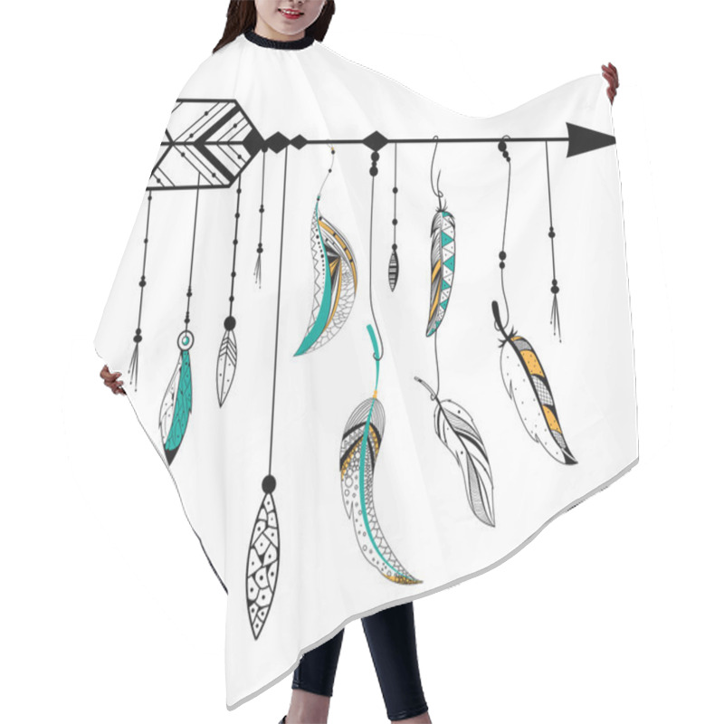 Personality  Arrow And Feather For Tribal Boho Style Hair Cutting Cape