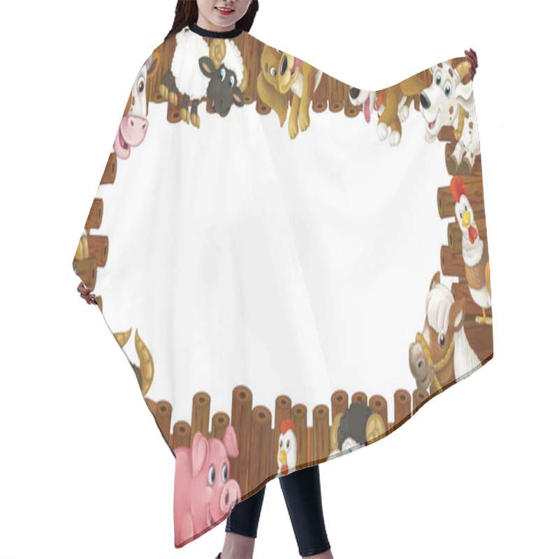 Personality  Wooden Frame With Different Farm Animals Hair Cutting Cape