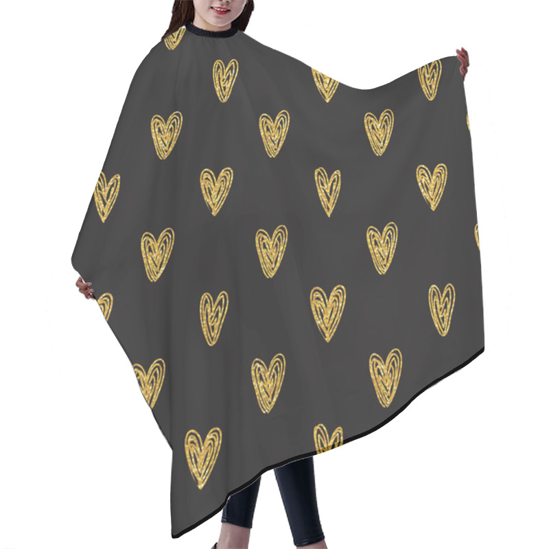 Personality  Polka Dot Gold Hearts Pattern Hair Cutting Cape