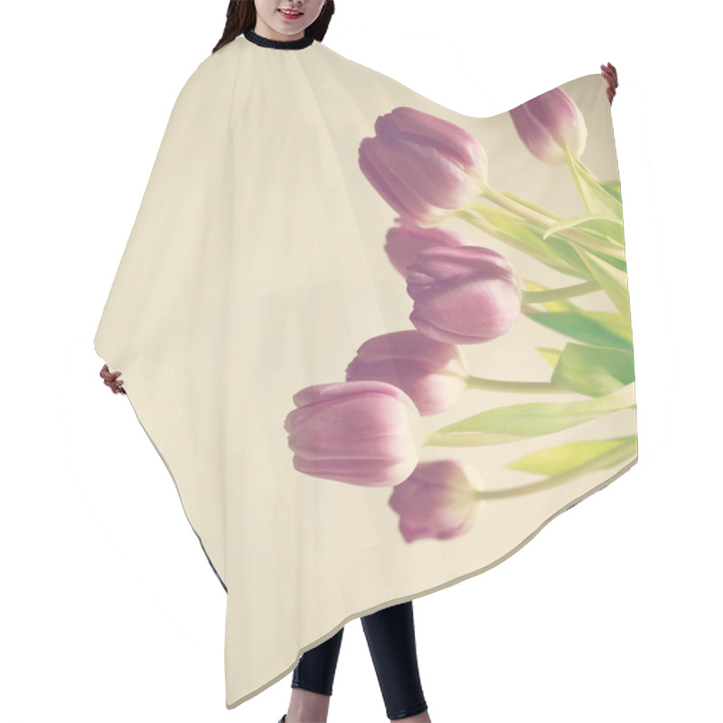 Personality  Beautiful Purple Tulips Hair Cutting Cape