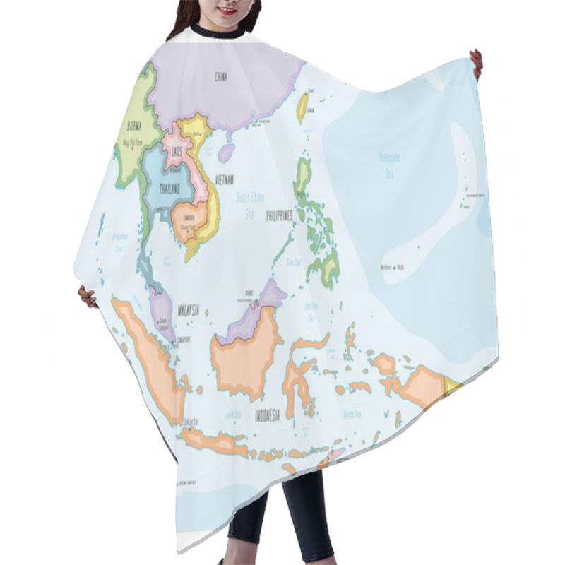 Personality  Southeast Asia Map - Hand-drawn Cartoon Style Hair Cutting Cape