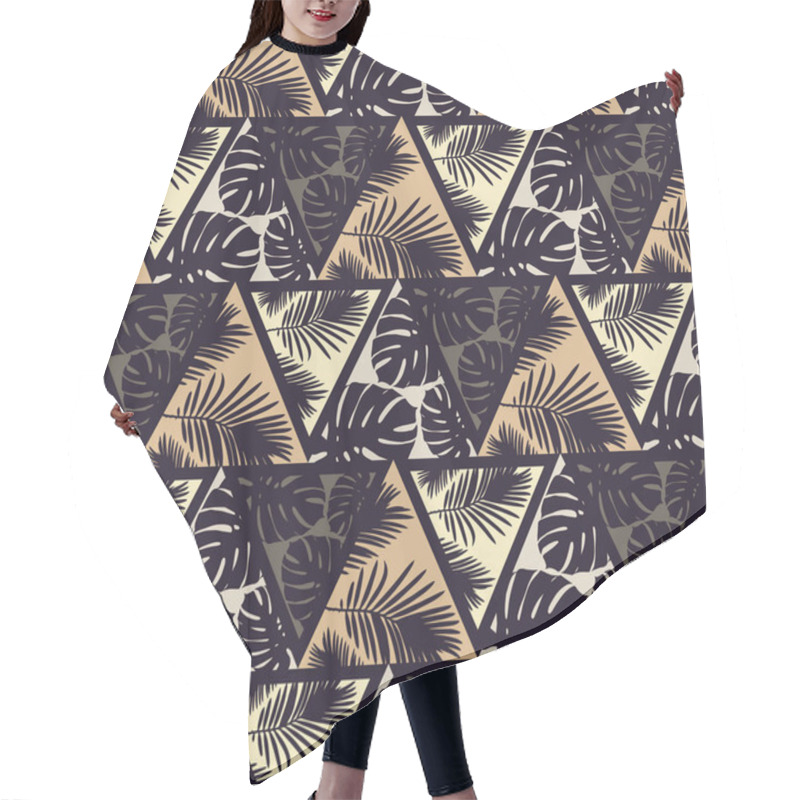 Personality  Seamless Background With Decorative Leaves. Monstera Leaves In Triangles. Pattern With Monstera Leaves. Textile Rapport. Hair Cutting Cape