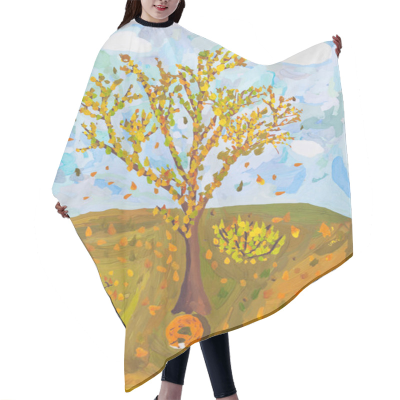 Personality  Child's Paiting - Falling Leaves From Autumn Tree Hair Cutting Cape