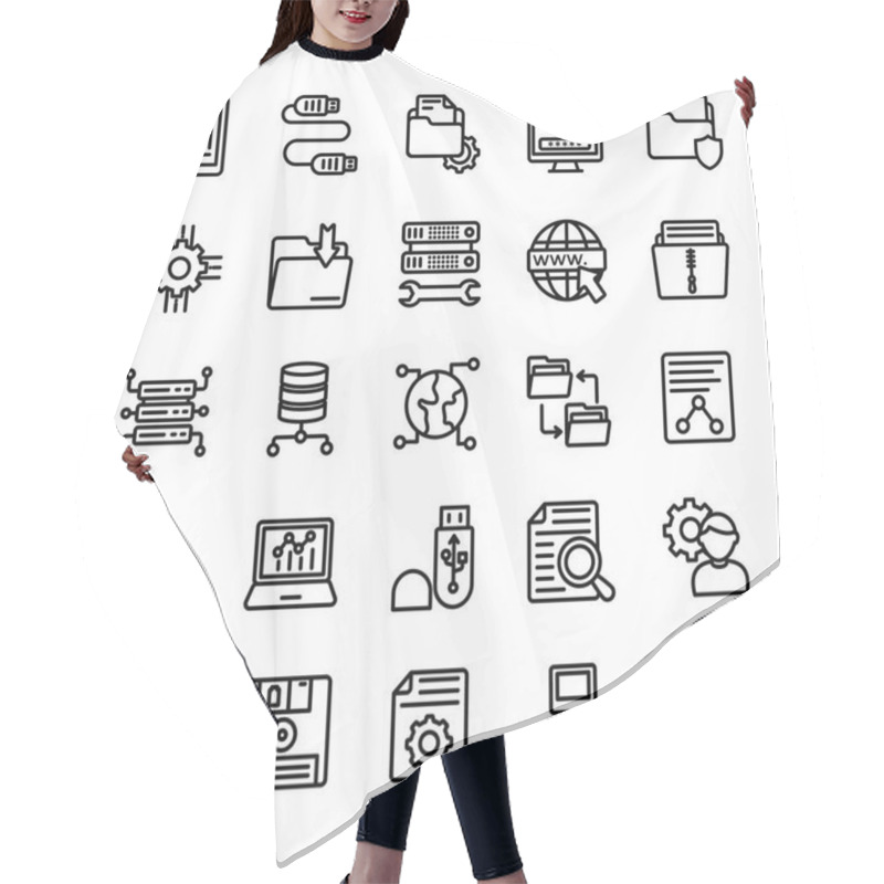 Personality  Data Management Line Icons  Hair Cutting Cape